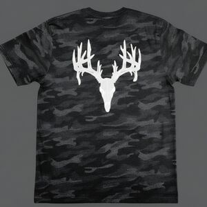 Men’s Camo Deer Skull Shirt • Antler Graphic Tee • Hunting Outdoorsman Shirt •